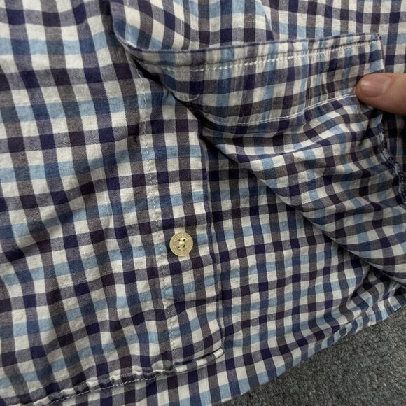 Viyella Short Sleeve Blue Purple Check Cotton Woven Medium Button Up Shirt Adult - Picture 11 of 14